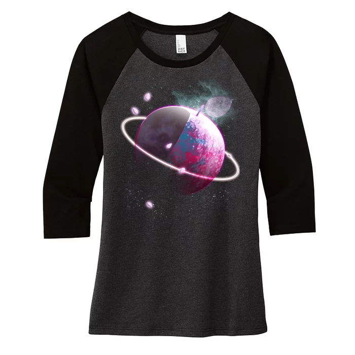 Apple Nebula Space Planet Women's Tri-Blend 3/4-Sleeve Raglan Shirt