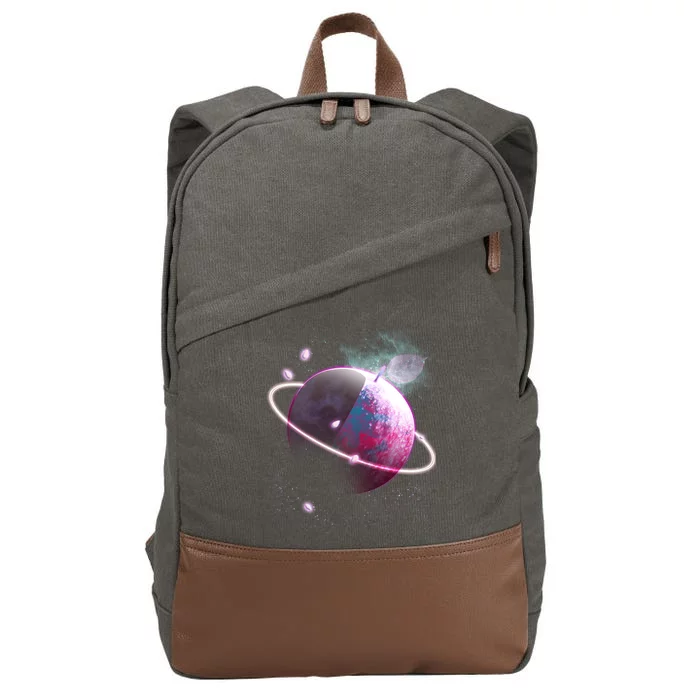 Apple Nebula Space Planet Cotton Canvas Backpack