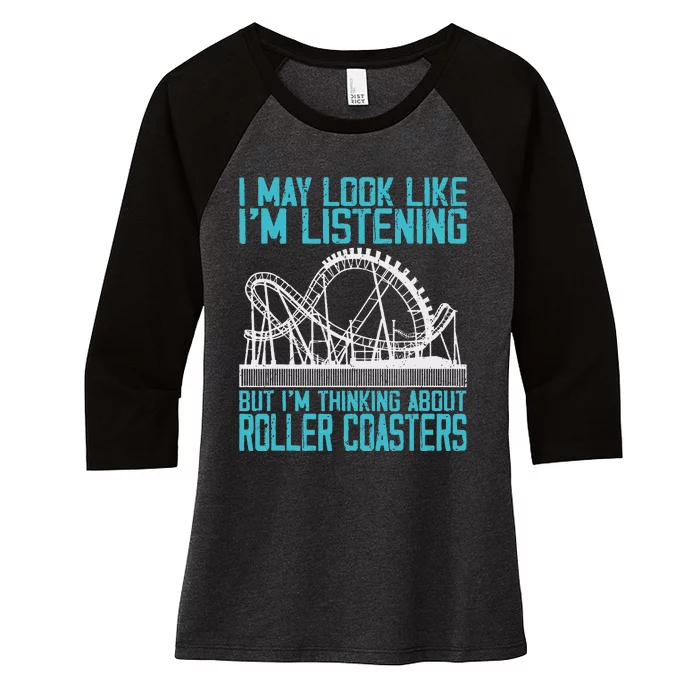 Amusement Park Riding Lover Funny Roller Coasters Rider Women's Tri-Blend 3/4-Sleeve Raglan Shirt