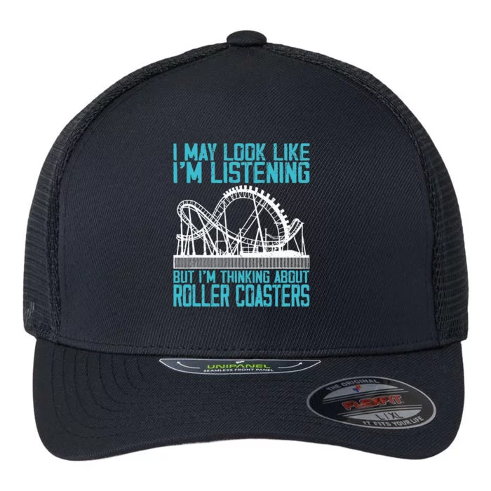 Amusement Park Riding Lover Funny Roller Coasters Rider Flexfit Unipanel Trucker Cap