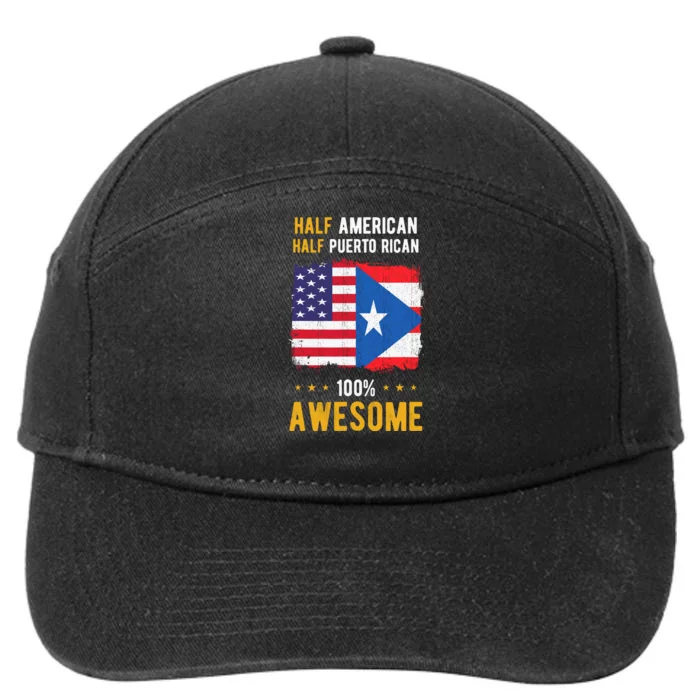 American Puerto Rican Flag Half American Half Puerto Rican 7-Panel Snapback Hat