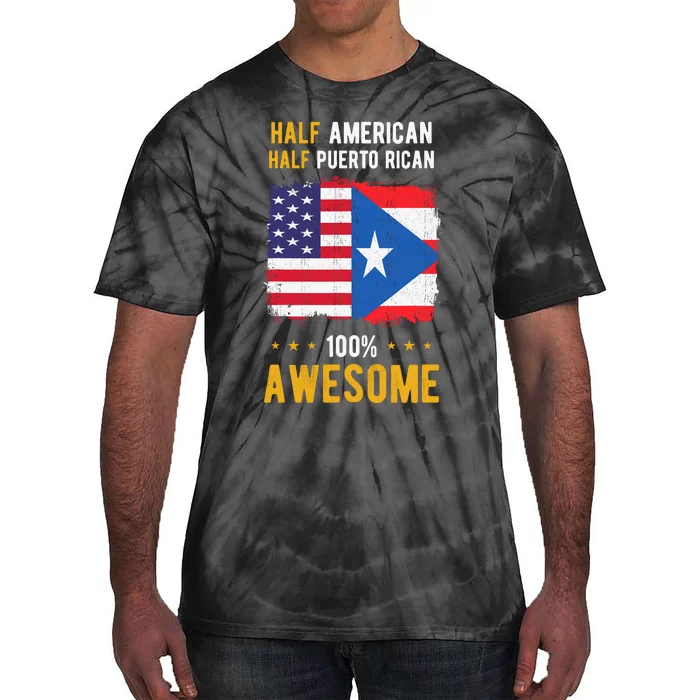 American Puerto Rican Flag Half American Half Puerto Rican Tie-Dye T-Shirt