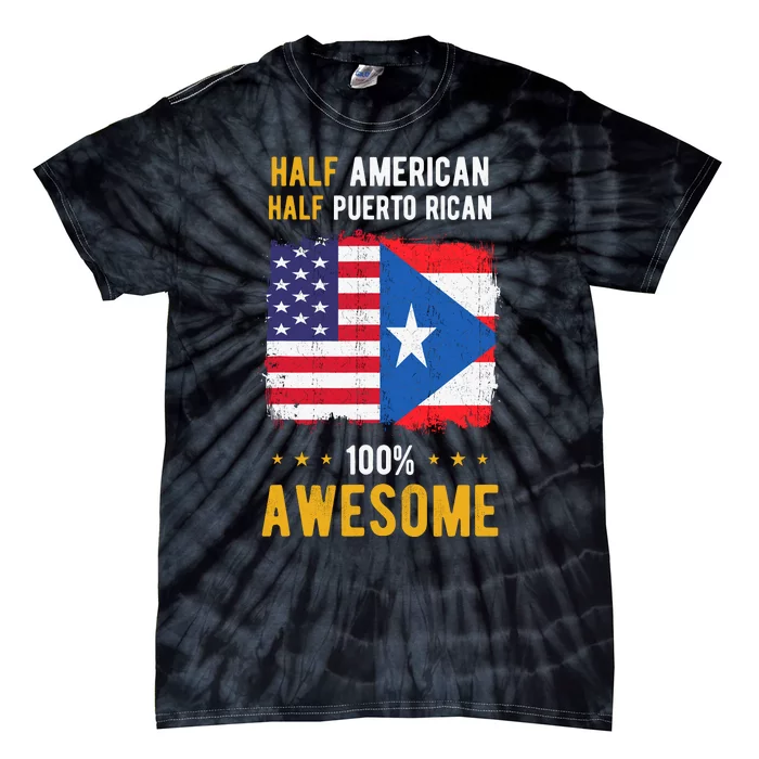 American Puerto Rican Flag Half American Half Puerto Rican Tie-Dye T-Shirt