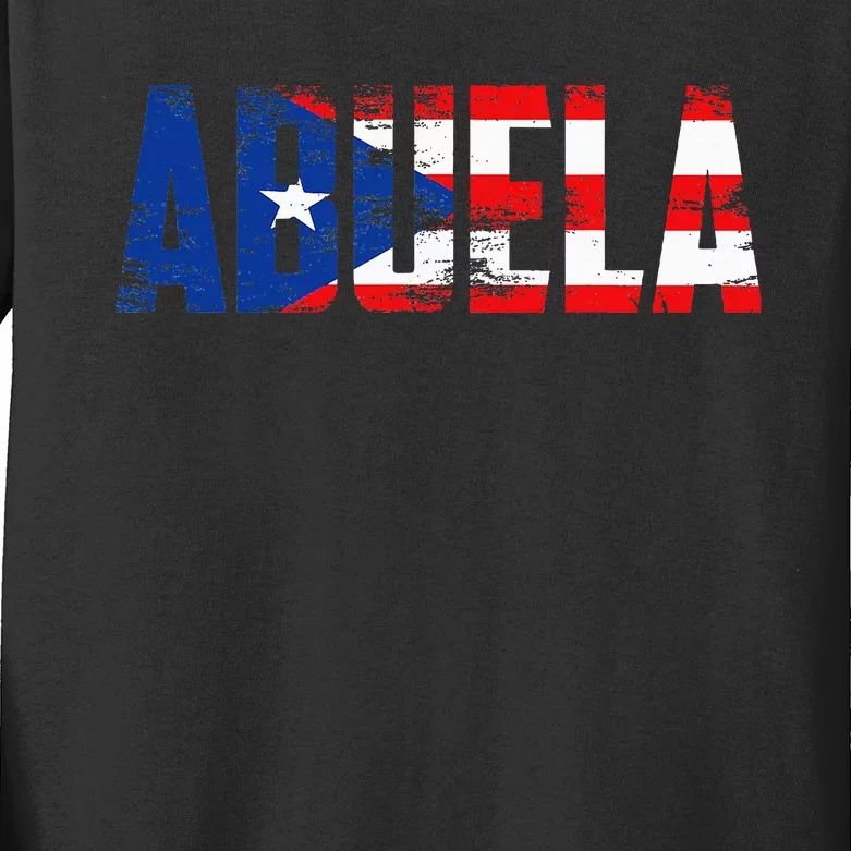 Abuela Puerto Rico Flag Pride Mothers Day Puerto Rican Women Kids Long Sleeve Shirt