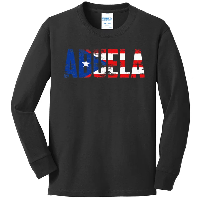 Abuela Puerto Rico Flag Pride Mothers Day Puerto Rican Women Kids Long Sleeve Shirt