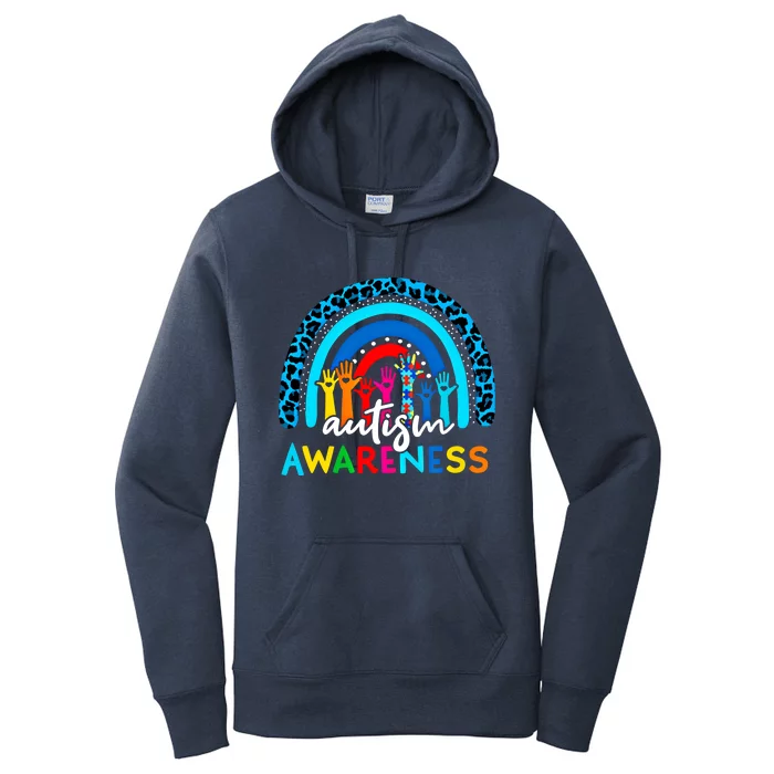 Autistic Puzzle Rainbow Ribbons Acceptance Autism Awareness Funny Gift Women's Pullover Hoodie