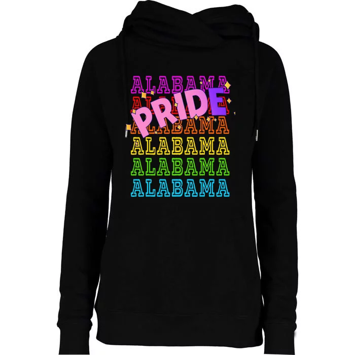 Alabama Pride Rainbow Lgbtq Pride Support Womens Funnel Neck Pullover Hood