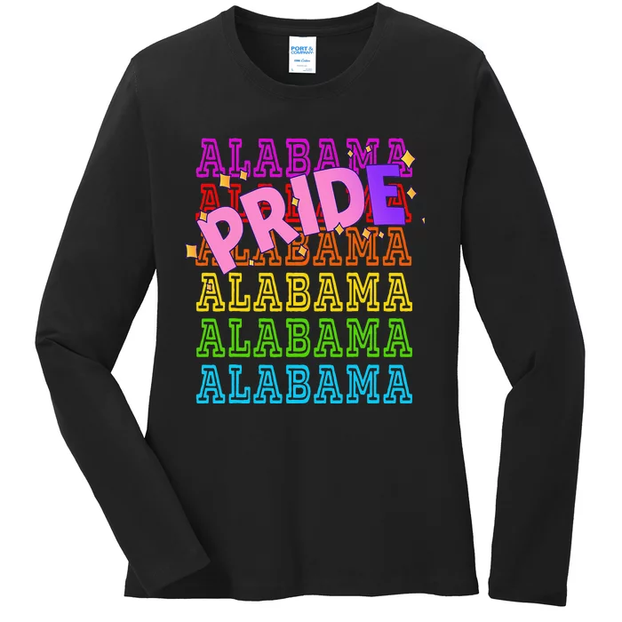 Alabama Pride Rainbow Lgbtq Pride Support Ladies Long Sleeve Shirt