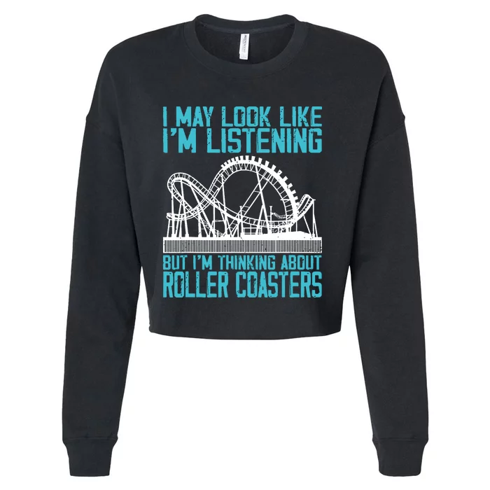 Amusement Park Riding Lover Funny Roller Coasters Rider Cropped Pullover Crew