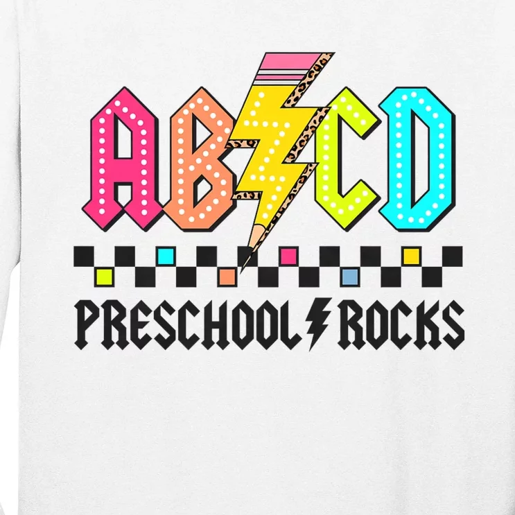 Abcd Preschool Rocks Pencil Lightning Teachers Rock Long Sleeve Shirt