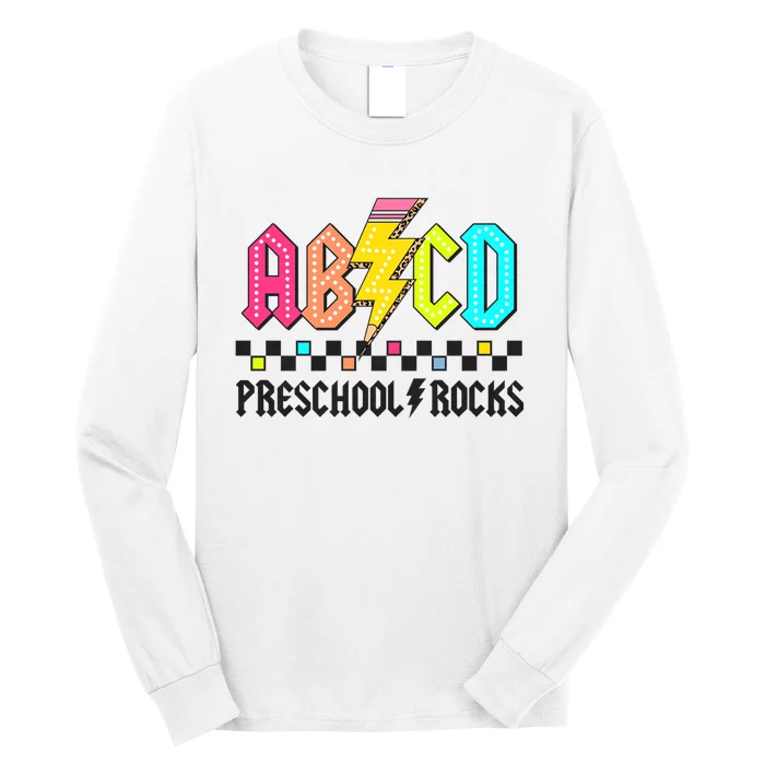 Abcd Preschool Rocks Pencil Lightning Teachers Rock Long Sleeve Shirt