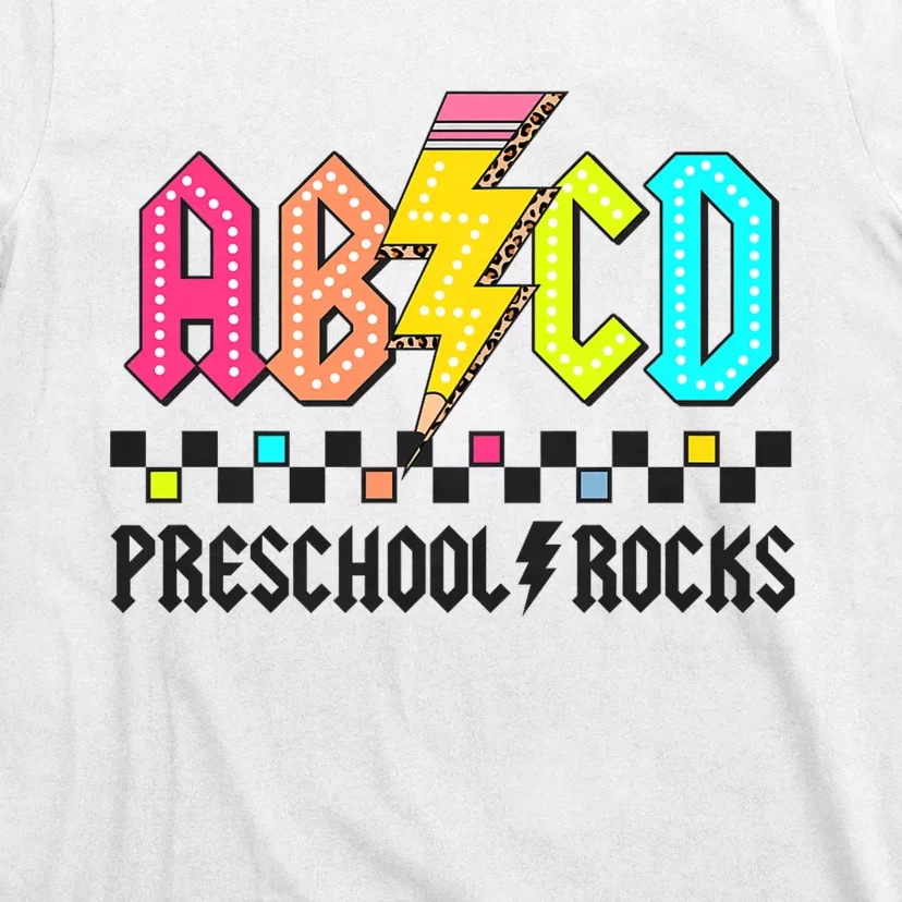 Abcd Preschool Rocks Pencil Lightning Teachers Rock T-Shirt