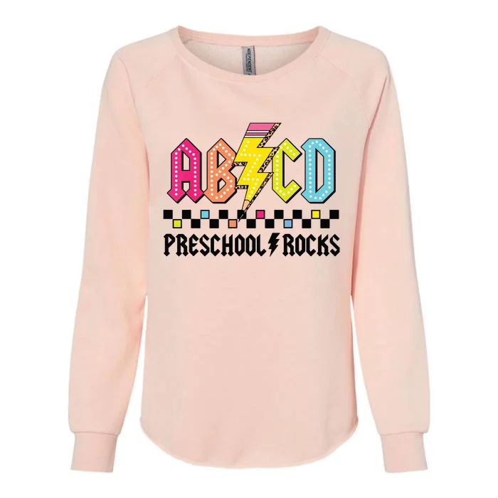 Abcd Preschool Rocks Pencil Lightning Teachers Rock Boy Womens California Wash Sweatshirt