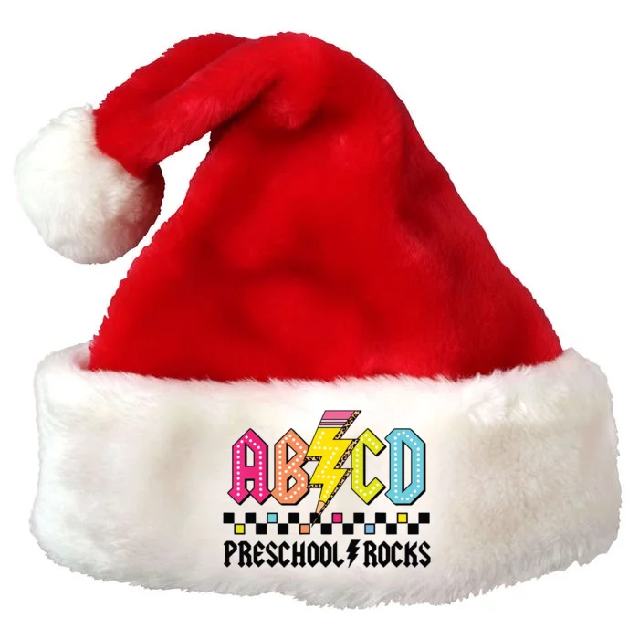 Abcd Preschool Rocks Pencil Lightning Teachers Rock Boy Premium Christmas Santa Hat