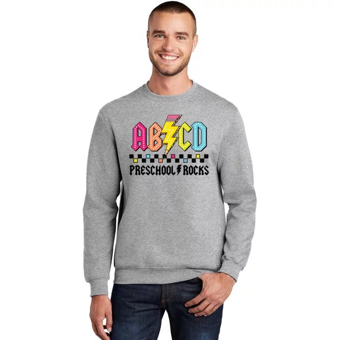 Abcd Preschool Rocks Pencil Lightning Teachers Rock Boy Tall Sweatshirt