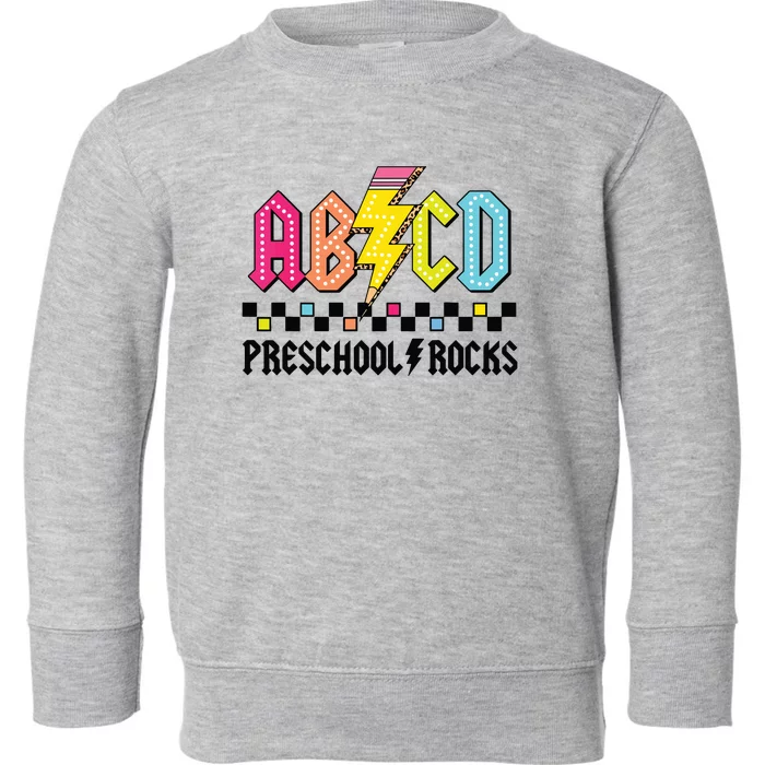 Abcd Preschool Rocks Pencil Lightning Teachers Rock Boy Toddler Sweatshirt