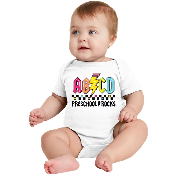 Abcd Preschool Rocks Pencil Lightning Teachers Rock Boy Baby Bodysuit