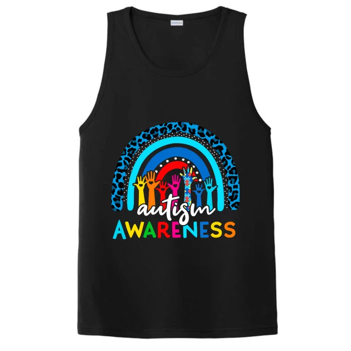 Autistic Puzzle Rainbow Ribbons Acceptance Autism Awareness Gift Performance Tank