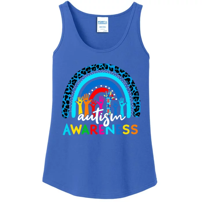 Autistic Puzzle Rainbow Ribbons Acceptance Autism Awareness Gift Ladies Essential Tank