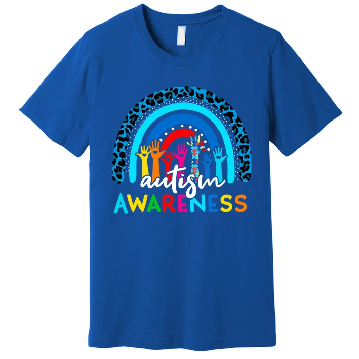 Autistic Puzzle Rainbow Ribbons Acceptance Autism Awareness Gift Premium T-Shirt