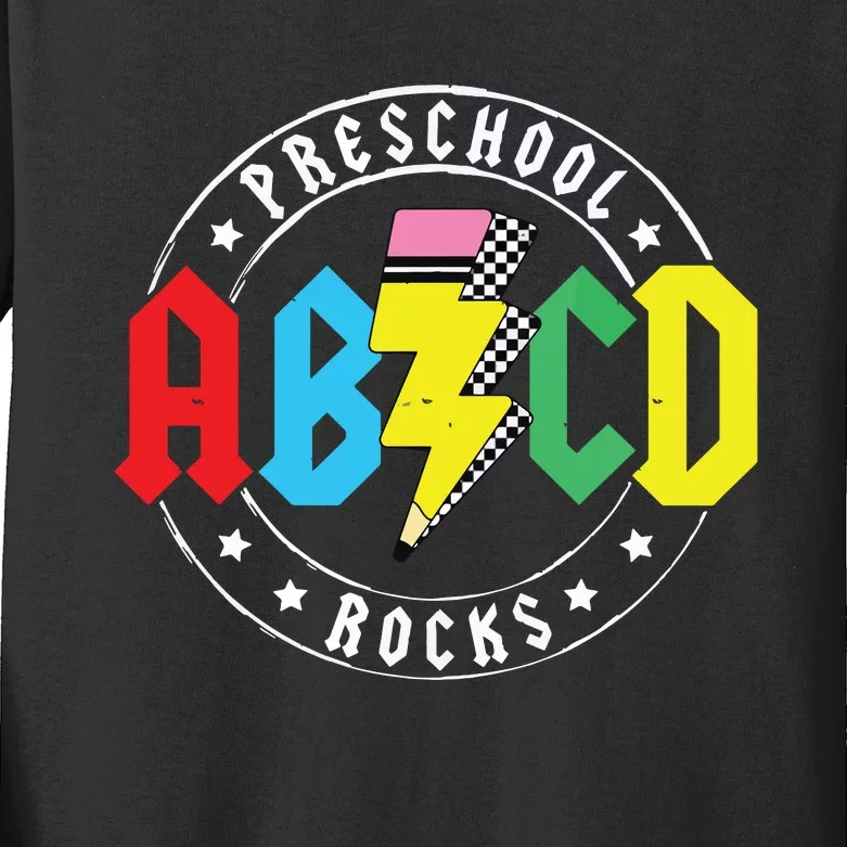 Abcd Preschool Rocks 1st Day Prek Teacher Back To School Kids Long Sleeve Shirt