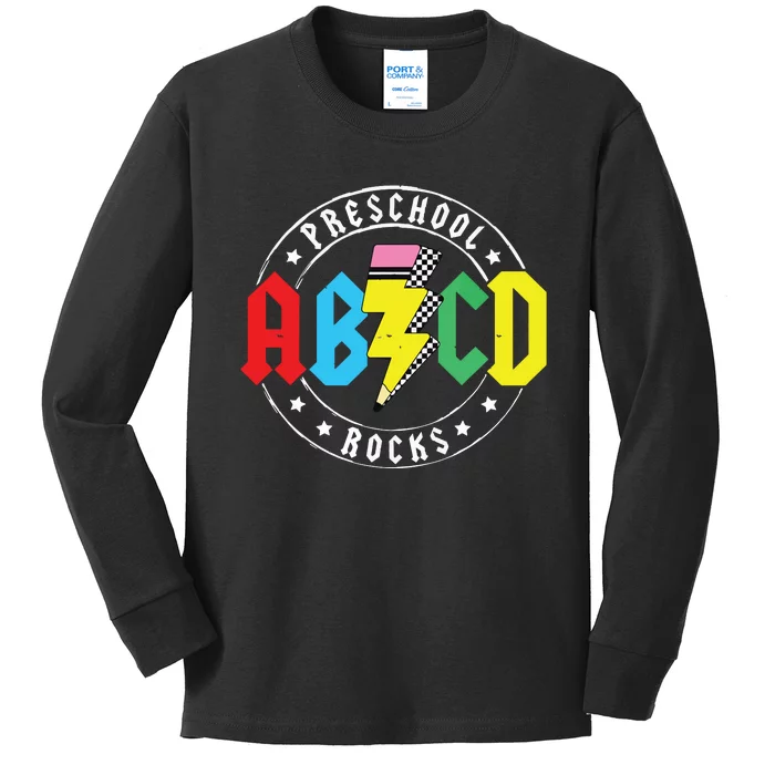 Abcd Preschool Rocks 1st Day Prek Teacher Back To School Kids Long Sleeve Shirt