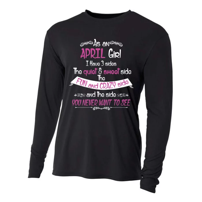 April Girl Sweet But Crazy Funny Birthday Cooling Performance Long Sleeve Crew