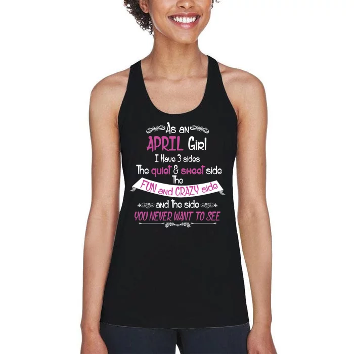 April Girl Sweet But Crazy Funny Birthday Women's Racerback Tank