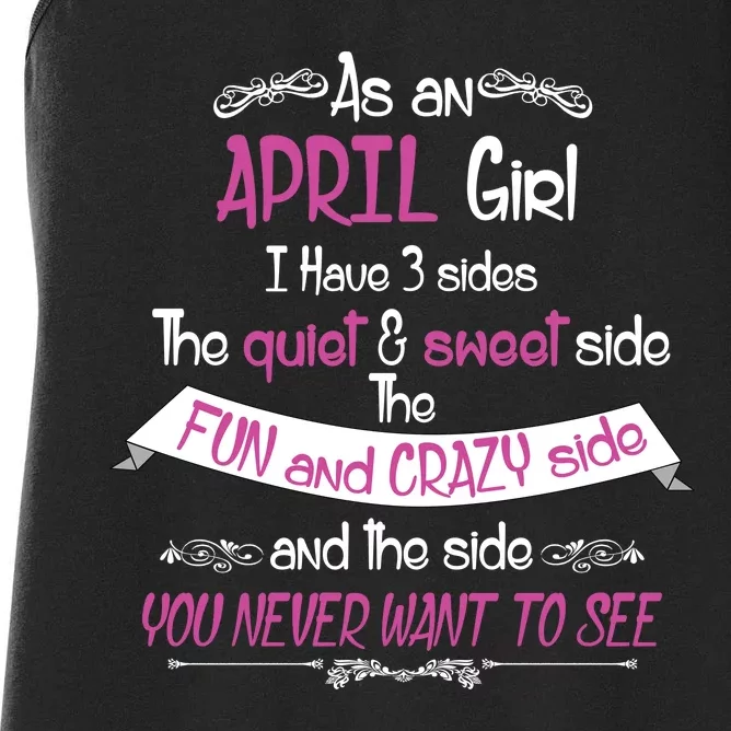 April Girl Sweet But Crazy Funny Birthday Women's Racerback Tank