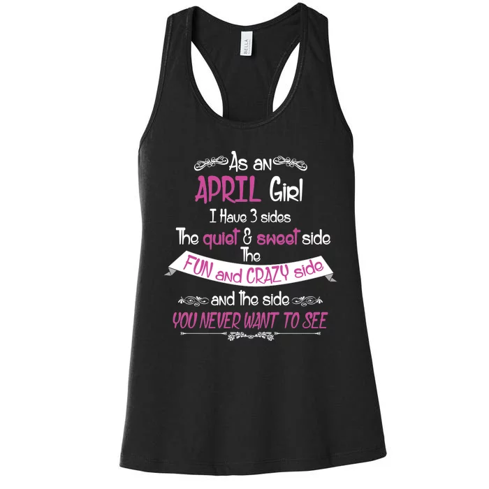 April Girl Sweet But Crazy Funny Birthday Women's Racerback Tank