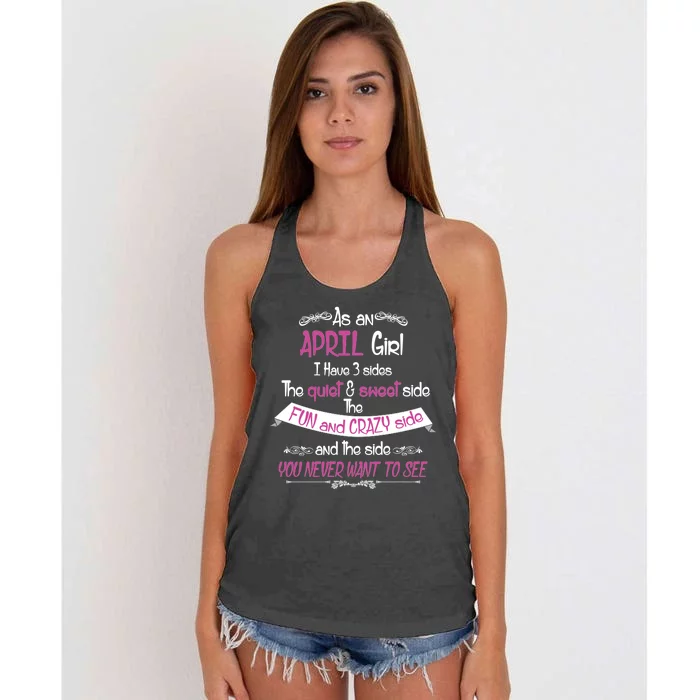 April Girl Sweet But Crazy Funny Birthday Women's Knotted Racerback Tank