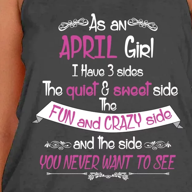 April Girl Sweet But Crazy Funny Birthday Women's Knotted Racerback Tank