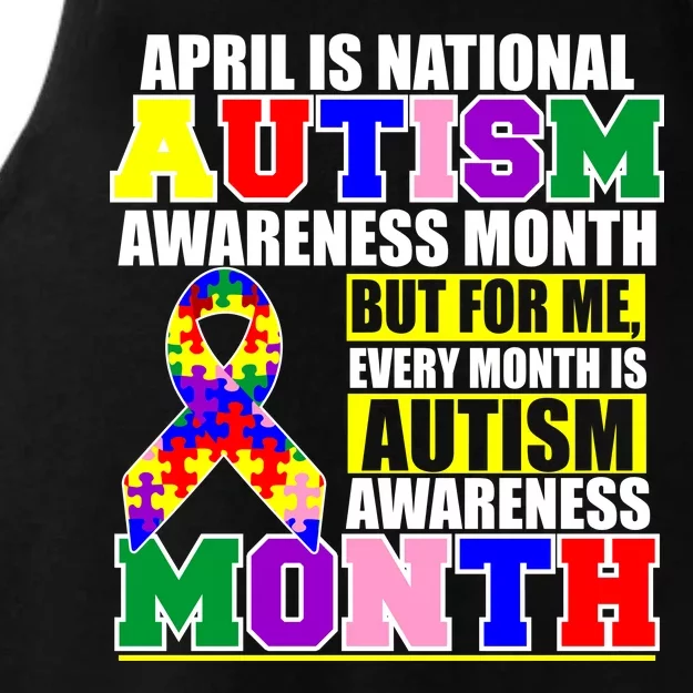 April is Autism Awareness Month For Me Every Month is AUTISM Awareness Ladies Tri-Blend Wicking Tank