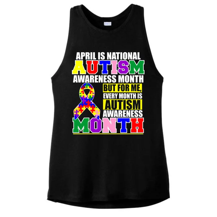 April is Autism Awareness Month For Me Every Month is AUTISM Awareness Ladies Tri-Blend Wicking Tank