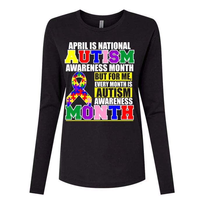 April is Autism Awareness Month For Me Every Month is AUTISM Awareness Womens Cotton Relaxed Long Sleeve T-Shirt