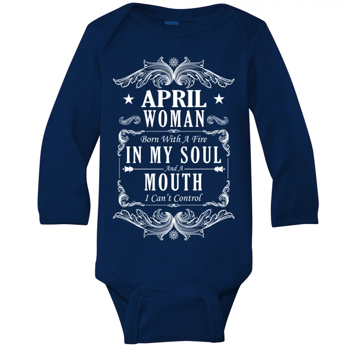 April Woman Funny Birthday Baby Long Sleeve Bodysuit