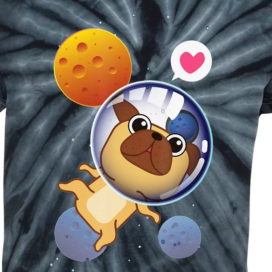 Astronaut Pug Space Galaxy Kawaii Dog Kids Tie-Dye T-Shirt