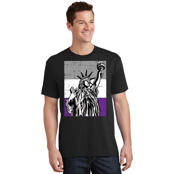 Asexual Pride Statue Of Liberty Lgbtq Ally Flag T-Shirt