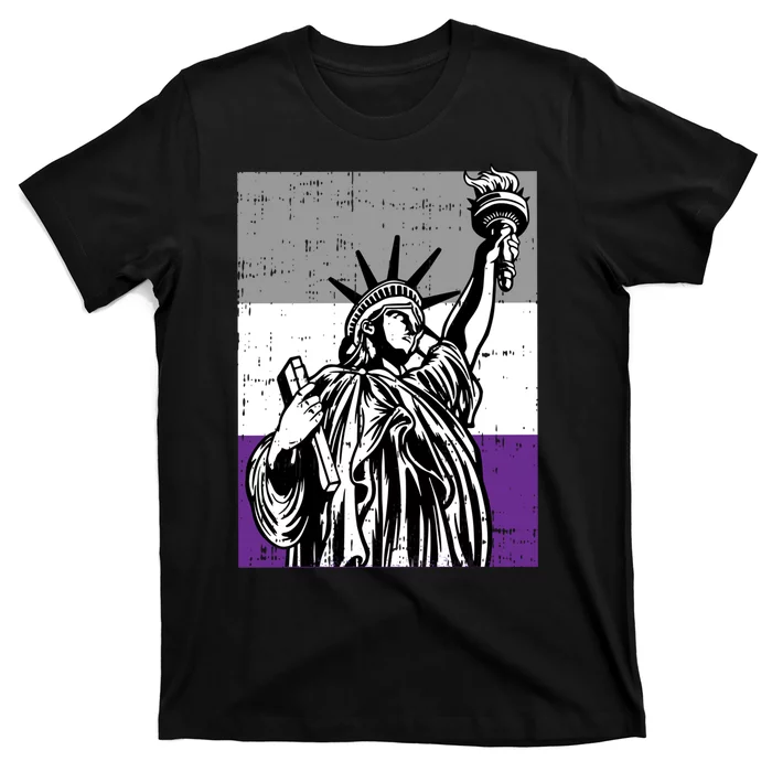 Asexual Pride Statue Of Liberty Lgbtq Ally Flag T-Shirt