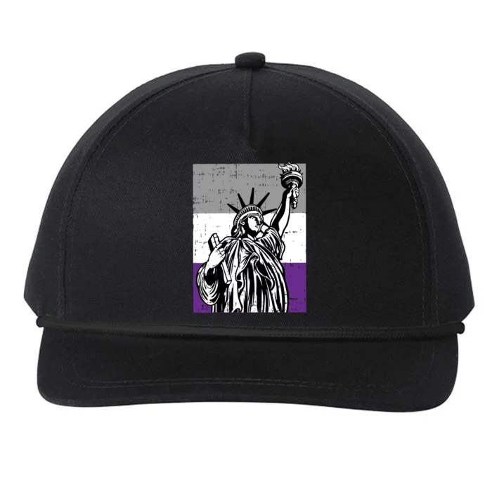 Asexual Pride Statue Of Liberty Lgbtq Ally Flag Snapback Five-Panel Rope Hat