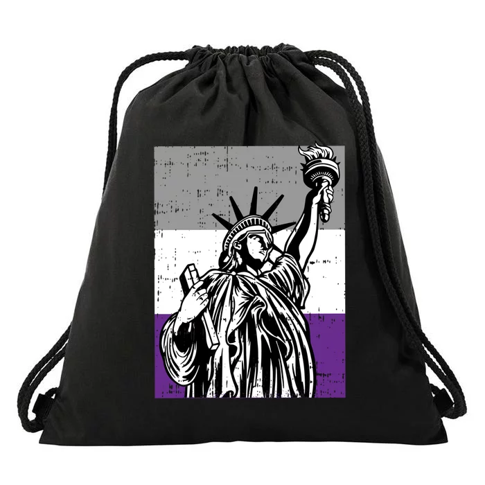 Asexual Pride Statue Of Liberty Lgbtq Ally Flag Drawstring Bag