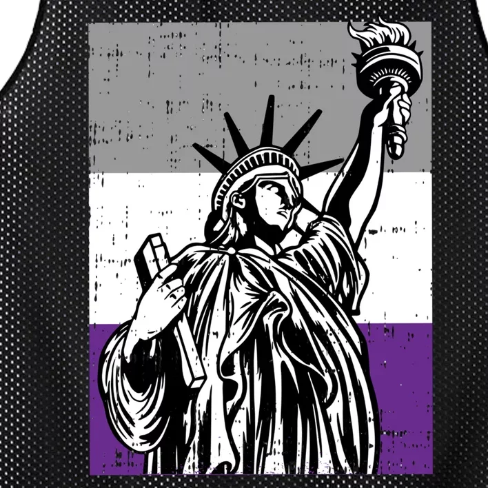 Asexual Pride Statue Of Liberty Lgbtq Ally Flag Mesh Reversible Basketball Jersey Tank