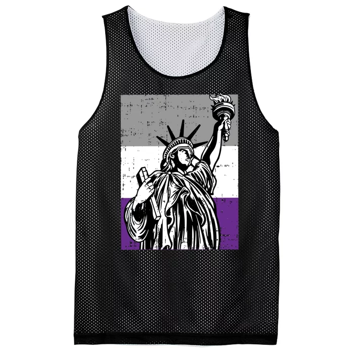 Asexual Pride Statue Of Liberty Lgbtq Ally Flag Mesh Reversible Basketball Jersey Tank