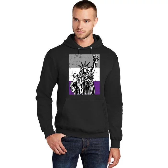 Asexual Pride Statue Of Liberty Lgbtq Ally Flag Tall Hoodie