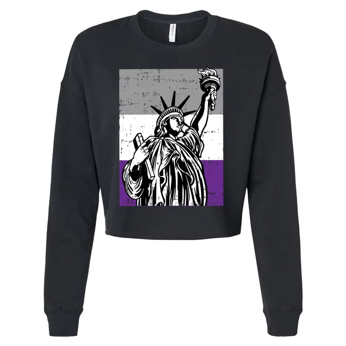 Asexual Pride Statue Of Liberty Lgbtq Ally Flag Cropped Pullover Crew