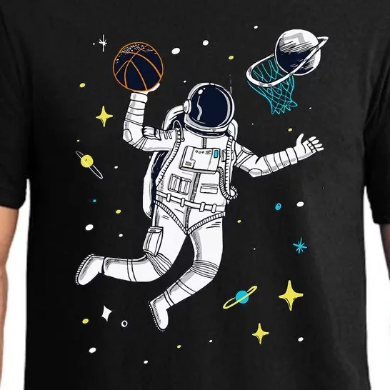 Astronaut Playing Space Basketball Cartoon Pajama Set