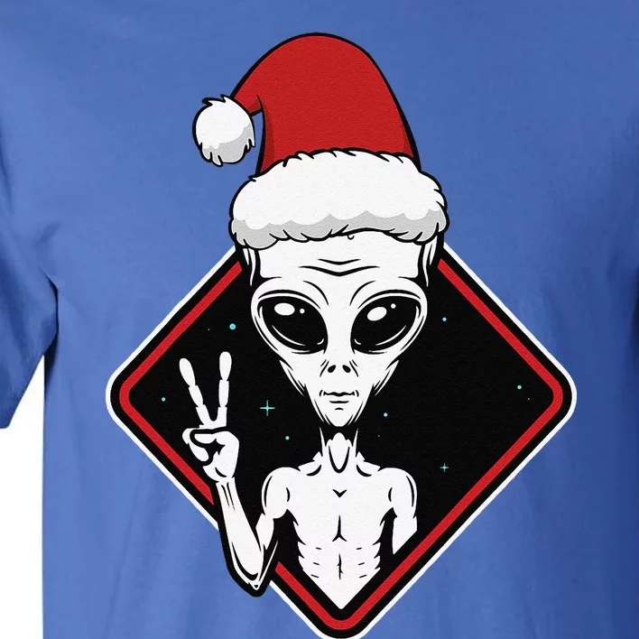 Alien Peace Santa Hat Christmas Pajama Funny XMas UFO Tall T-Shirt