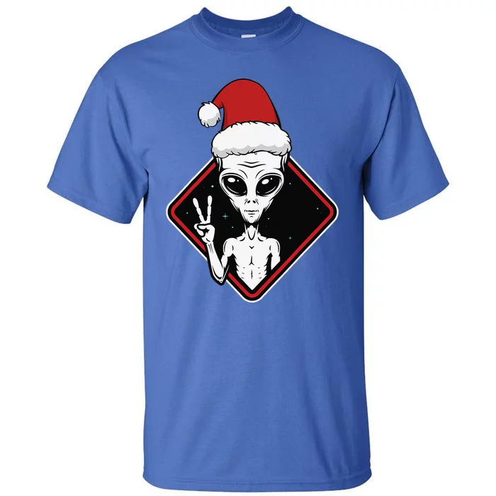 Alien Peace Santa Hat Christmas Pajama Funny XMas UFO Tall T-Shirt