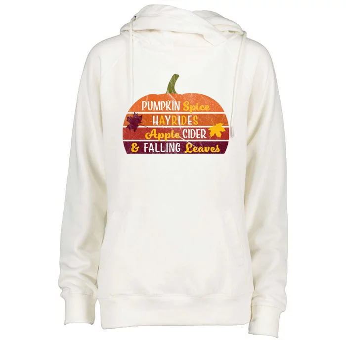 Adorable Pumpkin Spice Hayrides Apple Cider And Falling Leaves Gift Womens Funnel Neck Pullover Hood