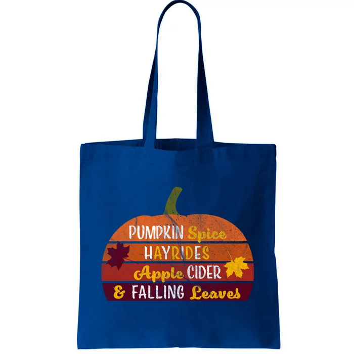 Adorable Pumpkin Spice Hayrides Apple Cider And Falling Leaves Gift Tote Bag